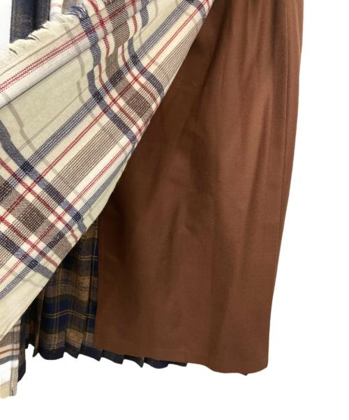 O'NEIL OF DUBLIN（オニールオブダブリン）O'NEIL OF DUBLIN (オニールオブダブリン) PATCHWORK LONG KILT SKIRT　(パッチワークロングキルトスカート) ブラウン×ネイビー サイズ:14の古着・服飾アイテム