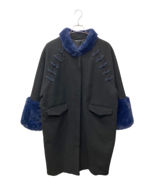 PAMEO POSE（パメオポーズ）PAMEO POSE (パメオポーズ) Mandarin Cocoon COAT　(マンダリン・コクーン・コート) ブラック サイズ:FREEの古着・服飾アイテム