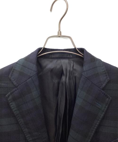 Hilton（ヒルトン）Hilton (ヒルトン) ブラックウォッチ金釦テーラードジャケット（ブレザー） ネイビー×グリーン サイズ:wide-LLの古着・服飾アイテム