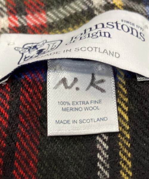 JOHNSTONS OF ELGIN（ジョンストンズ オブ エルガン）JOHNSTONS OF ELGIN (ジョンストンズ オブ エルガン) タータンチェックウールマフラー ネイビーの古着・服飾アイテム