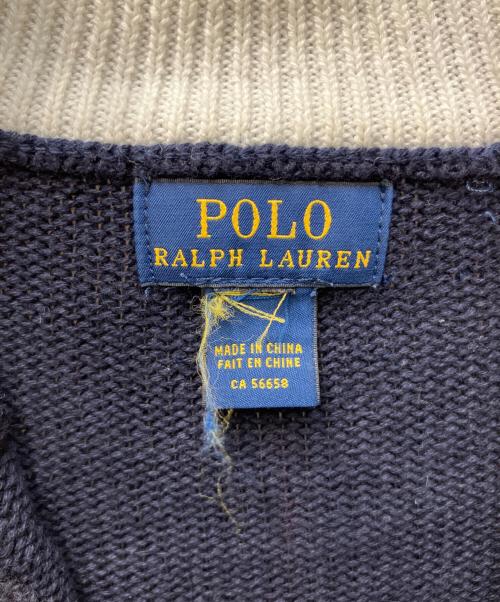POLO RALPH LAUREN（ポロ・ラルフローレン）POLO RALPH LAUREN (ポロ・ラルフローレン) スキー柄ハーフジップコットンニット ネイビー サイズ:採寸参照の古着・服飾アイテム