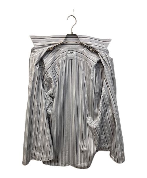 HERMES（エルメス）HERMES (エルメス) セリエボタンストライプシャツ グレー サイズ:17/43の古着・服飾アイテム