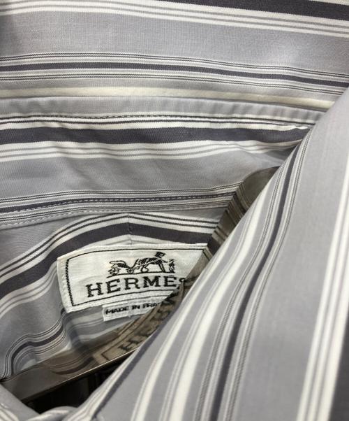 HERMES（エルメス）HERMES (エルメス) セリエボタンストライプシャツ グレー サイズ:17/43の古着・服飾アイテム