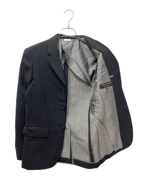 COMME des GARCONS HOMME PLUS（コムデギャルソンオムプリュス）COMME des GARCONS HOMME PLUS (コムデギャルソンオムプリュス) ウールポリ3Bストライプジャケット ブラック サイズ:Sの古着・服飾アイテム