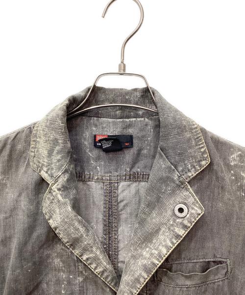 DIESEL（ディーゼル）DIESEL (ディーゼル) ウォッシュドデザインデニムジャケット グレー サイズ:Sの古着・服飾アイテム