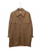 TOMORROW LANDトゥモローランド）の古着「HYBRID TWEED BIG SHIRT JACKET/ハイブリッドツイードビッグシルエットシャツジャケット」｜ブラウン