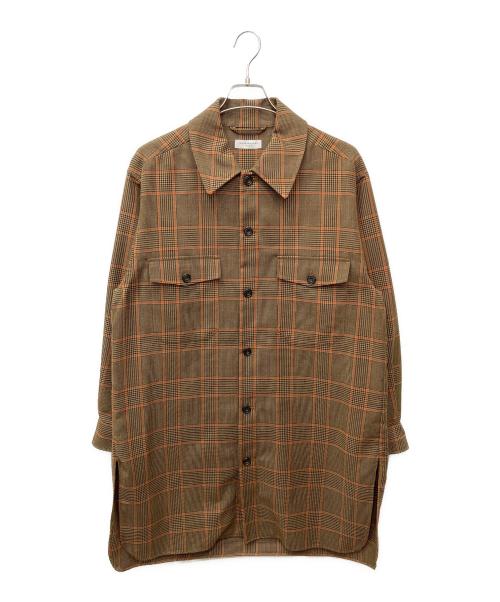 TOMORROW LAND（トゥモローランド）TOMORROW LAND (トゥモローランド) HYBRID TWEED BIG SHIRT JACKET/ハイブリッドツイードビッグシルエットシャツジャケット ブラウン サイズ:Mの古着・服飾アイテム