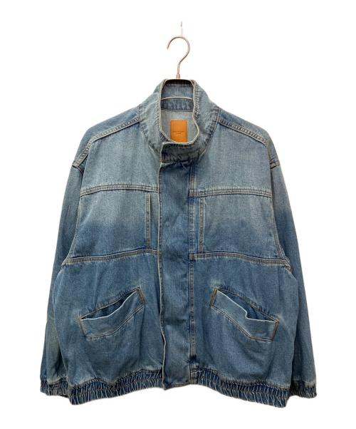 Adam et Rope（アダム エ ロペ）Adam et Rope (アダム エ ロペ) 25SS ブリーチ デニム ハイネック ダブルジップ ボマー ジャケット インディゴ サイズ:Lの古着・服飾アイテム