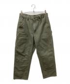 CarHarttカーハート）の古着「WASHED-DUCK DOUBLE-FRONT WORK DUNGARE」｜オリーブ
