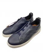 ZEGNAゼニア）の古着「Triple Stitch™ SECONDSKIN sneakers / レザースニーカー」｜ホワイト×ネイビー