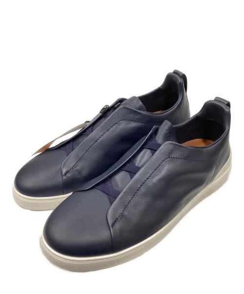 ZEGNA（ゼニア）ZEGNA (ゼニア) Triple Stitch™ SECONDSKIN sneakers / レザースニーカー ホワイト×ネイビー サイズ:１０　1／２の古着・服飾アイテム