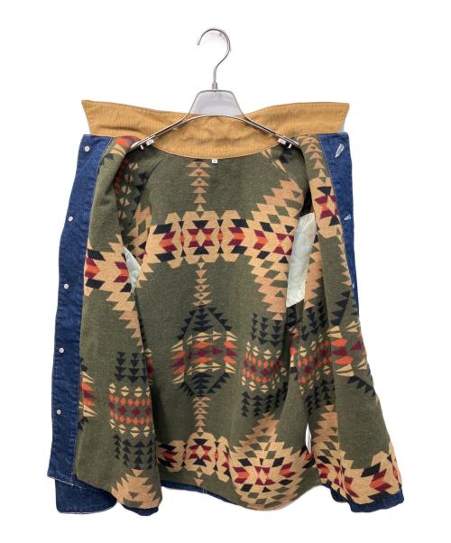 EDWIN（エドウィン）EDWIN (エドウィン) ブランケットワークコート ブラウン×インディゴ サイズ:Mの古着・服飾アイテム