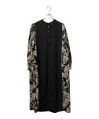 HAREハレ）の古着「パワショルワンピース」｜ベージュ×ブラック