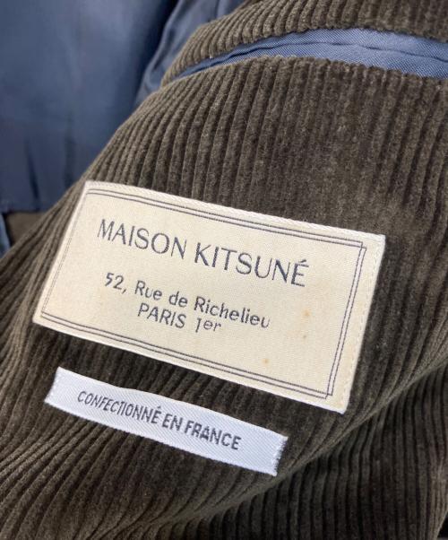 maison kitsune（メゾンキツネ）MAISON KITSUNE (メゾンキツネ) コーデュロイ段返りジャケット カーキ サイズ:46の古着・服飾アイテム