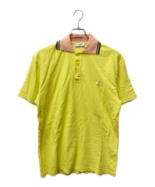 maison kitsune（メゾンキツネ）maison kitsune (メゾンキツネ) ポロシャツ ピンク×イエロー サイズ:Lの古着・服飾アイテム