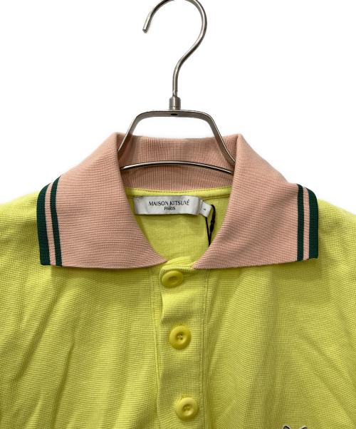 maison kitsune（メゾンキツネ）maison kitsune (メゾンキツネ) ポロシャツ ピンク×イエロー サイズ:Lの古着・服飾アイテム