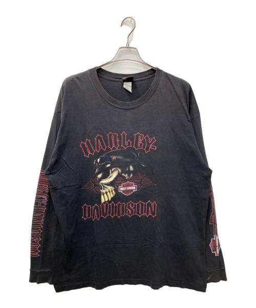HARLEY-DAVIDSON（ハーレーダビッドソン）HARLEY-DAVIDSON (ハーレーダビッドソン) スカルライダー×トライバルロゴ4面プリントカットソー ブラック サイズ:2XLの古着・服飾アイテム