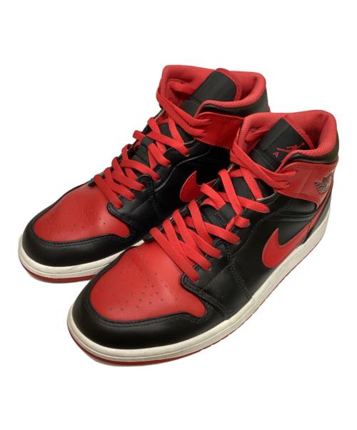 NIKE（ナイキ）NIKE (ナイキ) Air Jordan 1 Mid BredToe スニーカー　（エアジョーダン 1 ミッド ブレッドトゥ） レッド×ブラック サイズ:28cmの古着・服飾アイテム