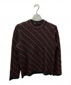 COMME des GARCONS HOMME PLUSコムデギャルソンオムプリュス）の古着「バイアス編み総柄モックネックニット」｜グレー×レッド