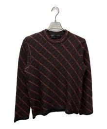 COMME des GARCONS HOMME PLUS（コムデギャルソンオムプリュス）の古着「バイアス編み総柄モックネックニット」｜グレー×レッド