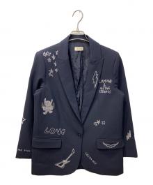 Zadig&Voltaire（ザディグエヴォルテール）の古着「ラインストーン装飾テーラードジャケット」｜ネイビー