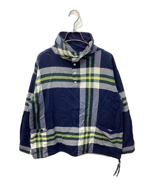 BEAMS BOY（ビームスボーイ）BEAMS BOY (ビームスボーイ) プルオーバーチェックシャツ ネイビー サイズ:記載なし(実寸参照)の古着・服飾アイテム
