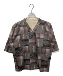 SUGARHILL×carservice（シュガーヒル×カーサービス）の古着「"CAR SERVICE" 2FACE MESH HOCKEY SHIRTS/カーサービス ツーフェイス メッシュホッケーシャツ」｜パープル×ベージュ