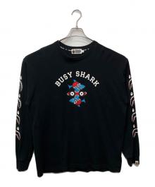A BATHING APE（アベイシングエイプ）の古着「BUSY SHARK LONG SLEEVE TEE」｜ブラック