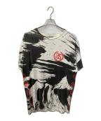 stussyステューシー）の古着「オールオーバープリントTシャツ」｜ホワイト×ブラック