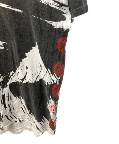 stussy（ステューシー）stussy (ステューシー) オールオーバープリントTシャツ ホワイト×ブラック サイズ:Lの古着・服飾アイテム