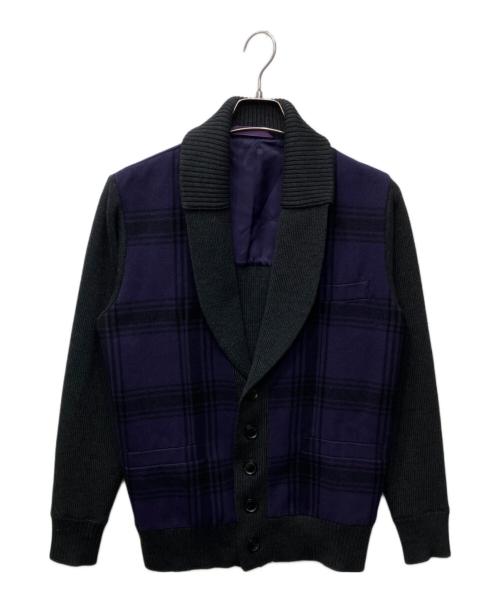 PAUL SMITH（ポールスミス）Paul Smith (ポールスミス) ニットジャケット パープル×グレー サイズ:Mの古着・服飾アイテム