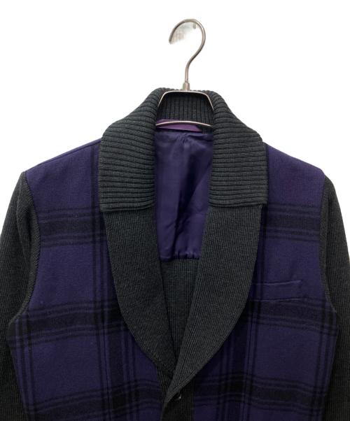 PAUL SMITH（ポールスミス）Paul Smith (ポールスミス) ニットジャケット パープル×グレー サイズ:Mの古着・服飾アイテム