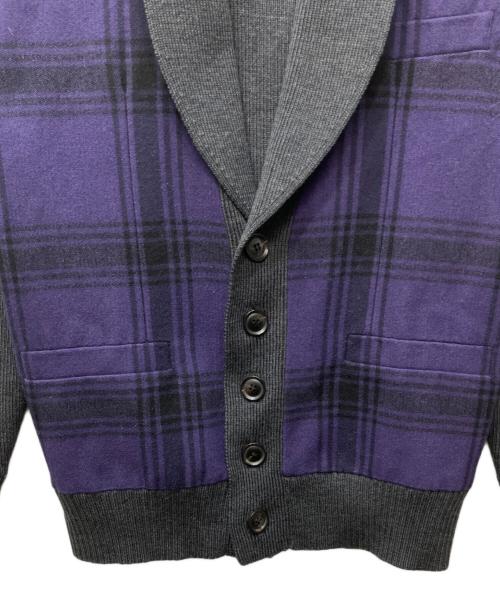 PAUL SMITH（ポールスミス）Paul Smith (ポールスミス) ニットジャケット パープル×グレー サイズ:Mの古着・服飾アイテム