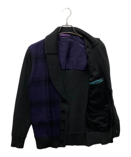 PAUL SMITH（ポールスミス）Paul Smith (ポールスミス) ニットジャケット パープル×グレー サイズ:Mの古着・服飾アイテム