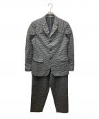 COMME des GARCONS HOMME DEUXコムデギャルソン オム ドゥ）の古着「変形市松ジャケット&イージーパンツ セットアップ」｜グレー