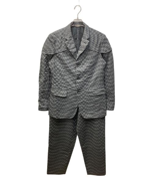 COMME des GARCONS HOMME DEUX（コムデギャルソン オム ドゥ）COMME des GARCONS HOMME DEUX (コムデギャルソン オム ドゥ) 変形市松ジャケット&イージーパンツ セットアップ グレー サイズ:S/Sの古着・服飾アイテム