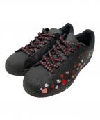adidasアディダス）の古着「ハートプリントスーパースター スニーカー」｜ブラック