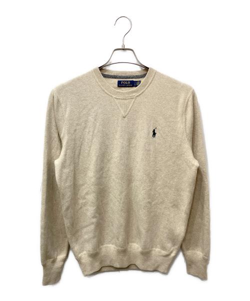 POLO RALPH LAUREN（ポロ・ラルフローレン）POLO RALPH LAUREN (ポロ・ラルフローレン) ポニーポイント コットンクルーネックニット ベージュ サイズ:Ｓの古着・服飾アイテム