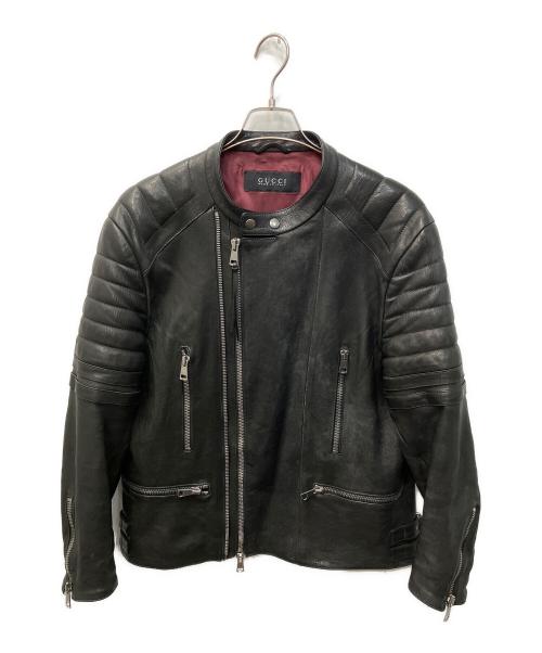 GUCCI（グッチ）GUCCI (グッチ) キルティングパデット ラムレザー ライダースジャケット ブラック サイズ:56の古着・服飾アイテム