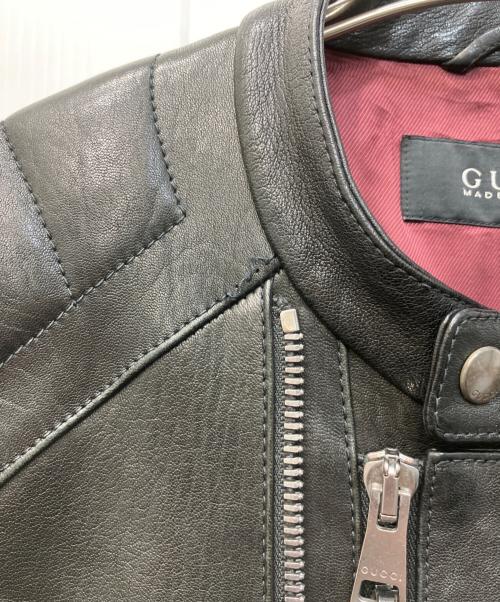 GUCCI（グッチ）GUCCI (グッチ) キルティングパデット ラムレザー ライダースジャケット ブラック サイズ:56の古着・服飾アイテム