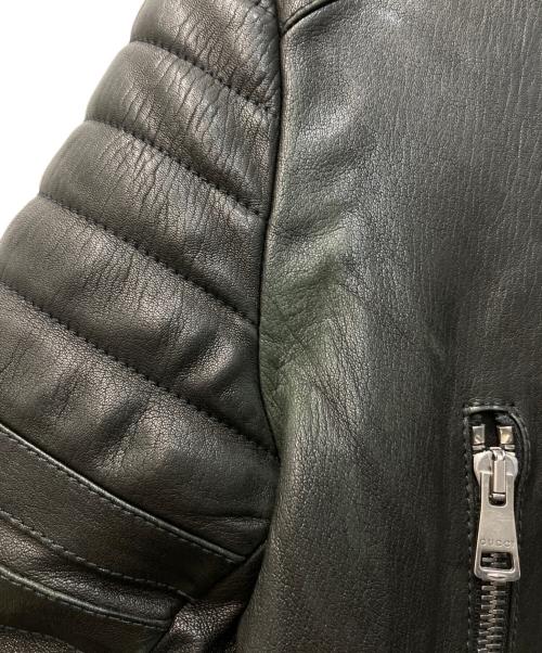 GUCCI（グッチ）GUCCI (グッチ) キルティングパデット ラムレザー ライダースジャケット ブラック サイズ:56の古着・服飾アイテム