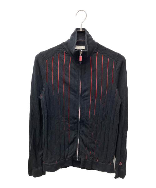 DIESEL（ディーゼル）DIESEL (ディーゼル) ジップニット レッド×ブラック サイズ:Mの古着・服飾アイテム