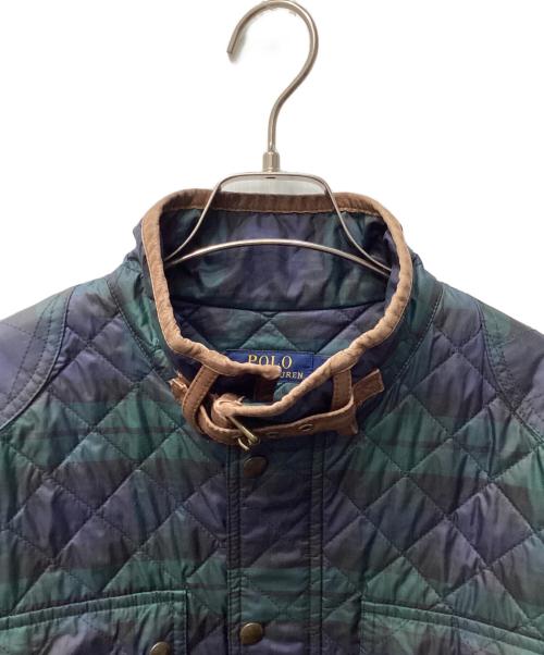 POLO RALPH LAUREN（ポロ・ラルフローレン）POLO RALPH LAUREN (ポロ・ラルフローレン) キルティングチェックジャケット グリーン×ネイビー サイズ:XLの古着・服飾アイテム