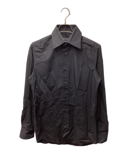 DOLCE & GABBANA（ドルチェ＆ガッバーナ）DOLCE & GABBANA (ドルチェ＆ガッバーナ) ダブルボタンGOLDドレスシャツ ブラック サイズ:40の古着・服飾アイテム