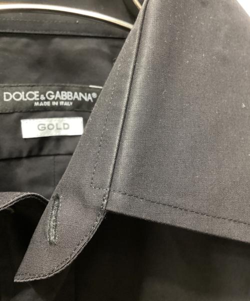 DOLCE & GABBANA（ドルチェ＆ガッバーナ）DOLCE & GABBANA (ドルチェ＆ガッバーナ) ダブルボタンGOLDドレスシャツ ブラック サイズ:40の古着・服飾アイテム