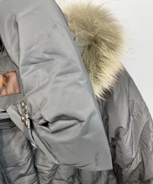 BALMAIN（バルマン）BALMAIN (バルマン) ブルーフォックスファーキルティングダウンコート グレー サイズ:Lの古着・服飾アイテム