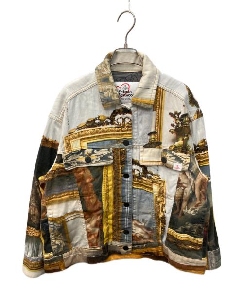 Vivienne Westwood RED LABEL（ヴィヴィアンウエストウッドレッドレーベル）Vivienne Westwood RED LABEL (ヴィヴィアンウエストウッドレッドレーベル) WALLACE COLLECTION /ウォレスコレクション アートプリントデニムジャケット ベージュ サイズ:2の古着・服飾アイテム