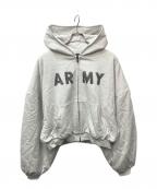 FORSOMEONEフォーサムワン）の古着「FO SWEAT PUFFER HOODIE / ジップパーカー　（スウェットパファーフーディー）」｜グレー