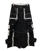 REFLEMレフレム）の古着「2WAY スタッズ ワイドデニム パンツ」｜ブラック