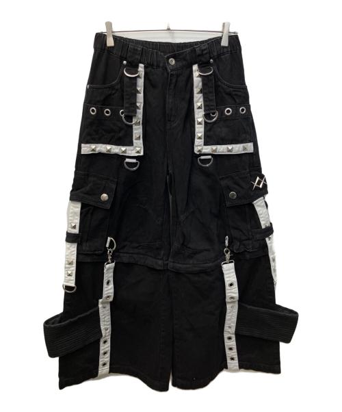 REFLEM（レフレム）REFLEM (レフレム) 2WAY スタッズ ワイドデニム パンツ ブラック サイズ:FREEの古着・服飾アイテム